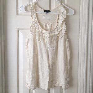 Forever 21 ivory white tank with ruffled collar (size M)